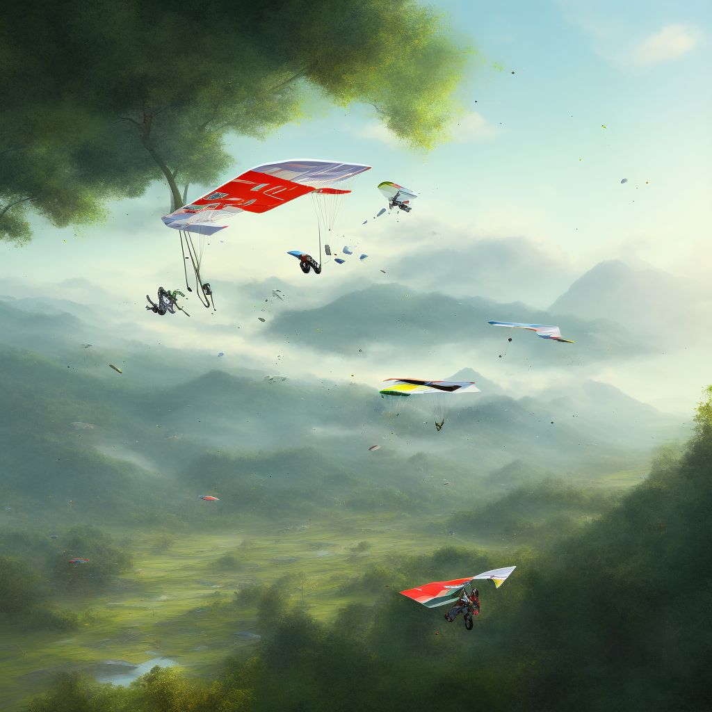 Other hang-glider accident injuring occupant, subsequent encounter digital illustration