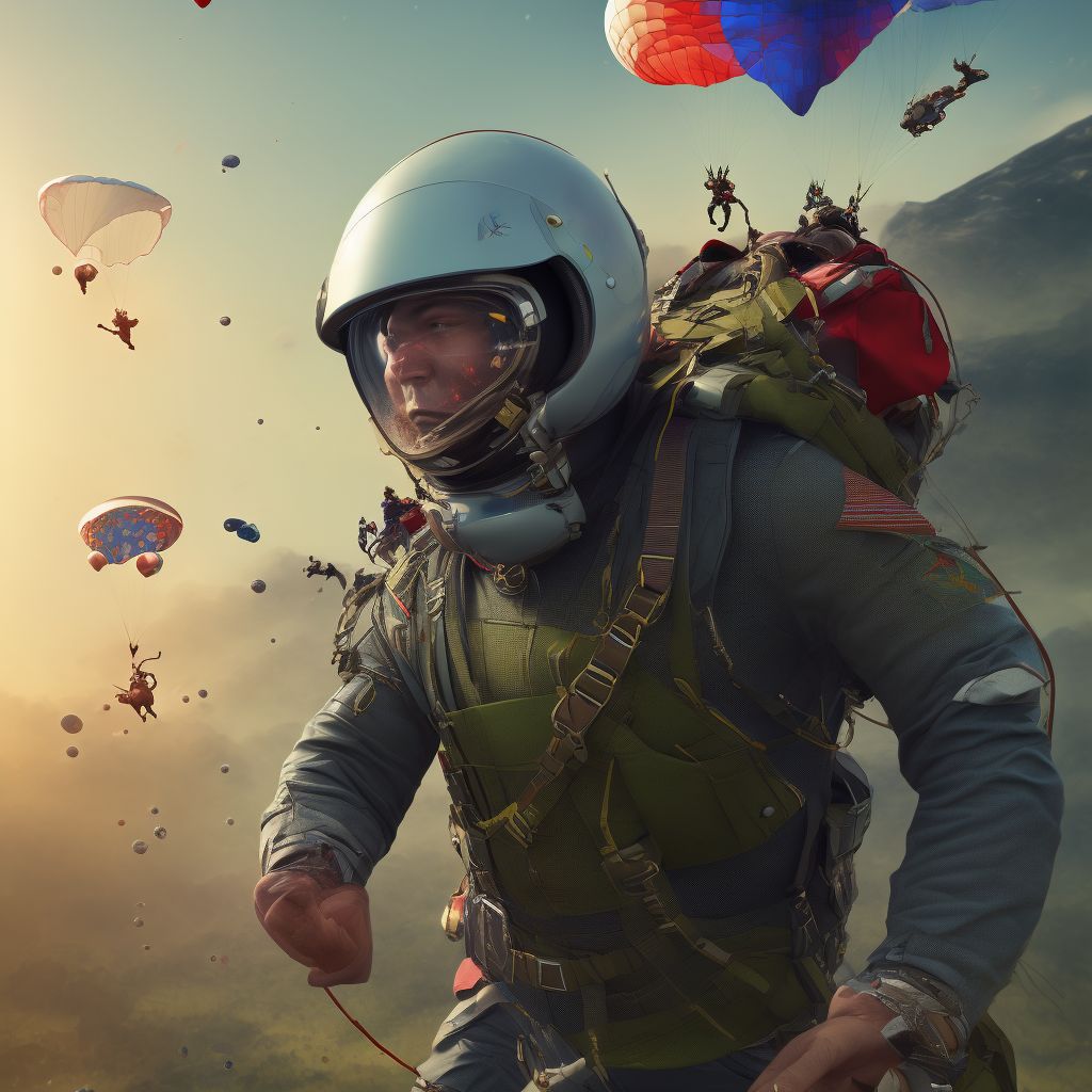 Parachutist injured on landing, subsequent encounter digital illustration