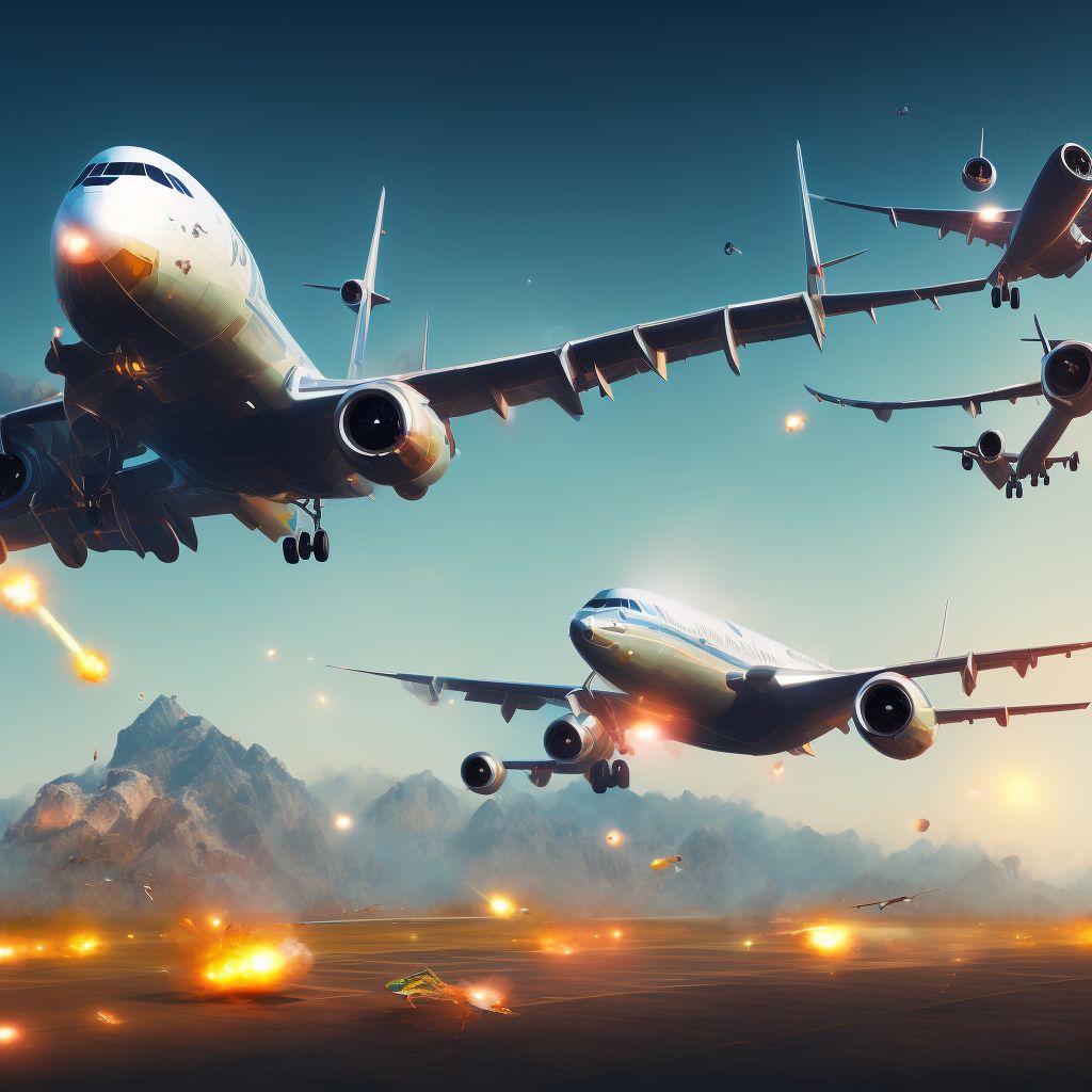 Hit by object falling from aircraft, subsequent encounter digital illustration