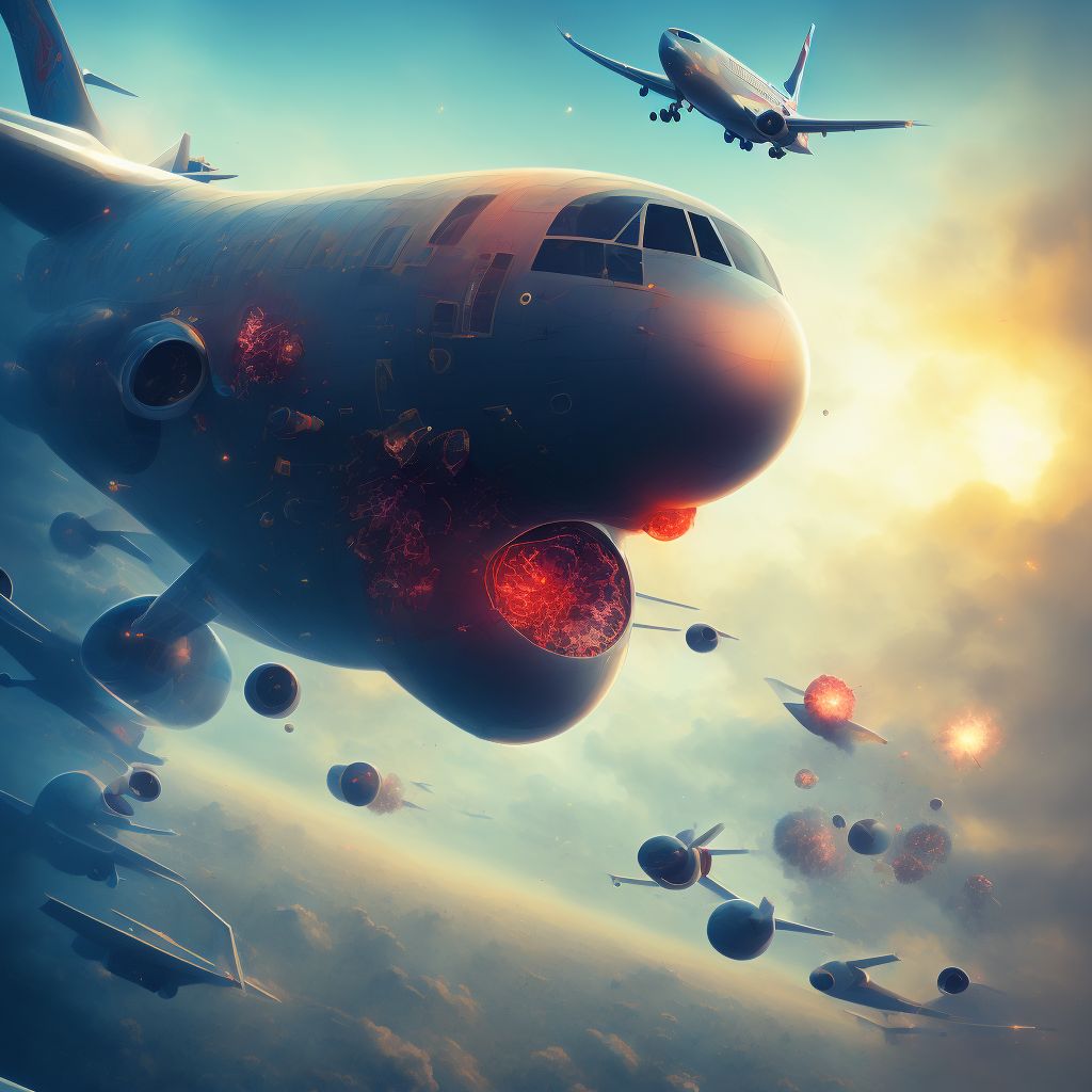 Hit by object falling from aircraft, sequela digital illustration