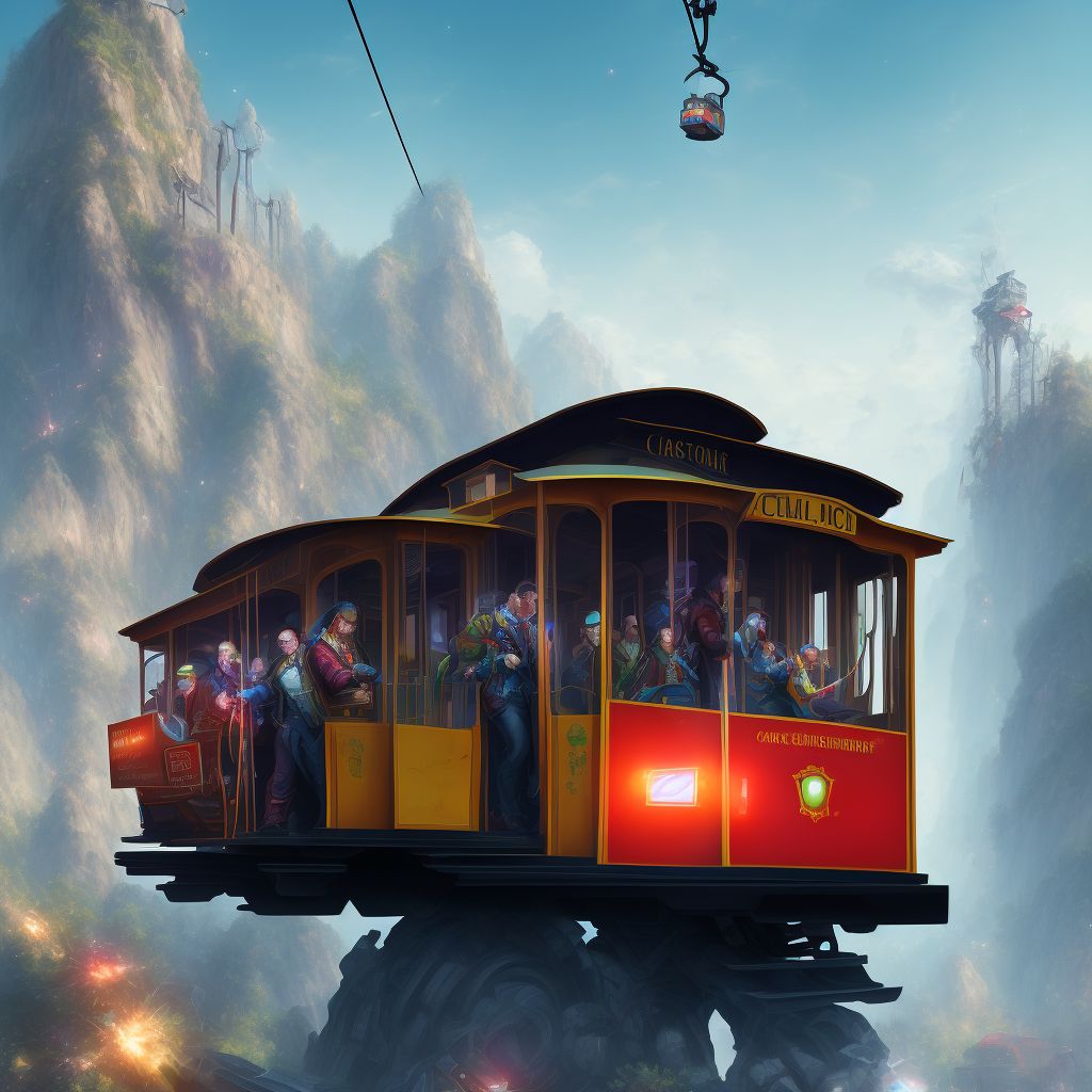 Accident to, on or involving cable-car, not on rails, subsequent encounter digital illustration