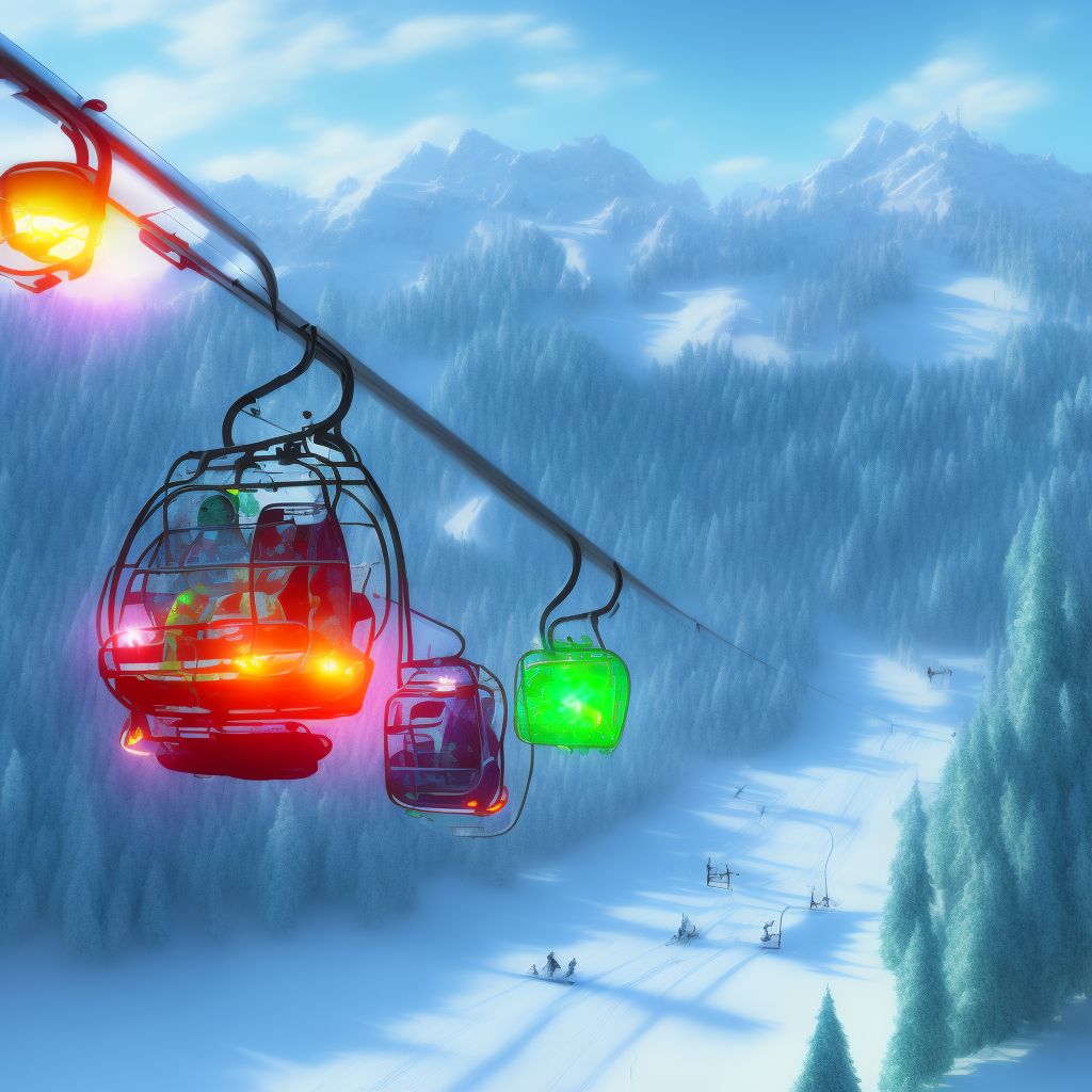 Accident to, on or involving ski lift, subsequent encounter digital illustration