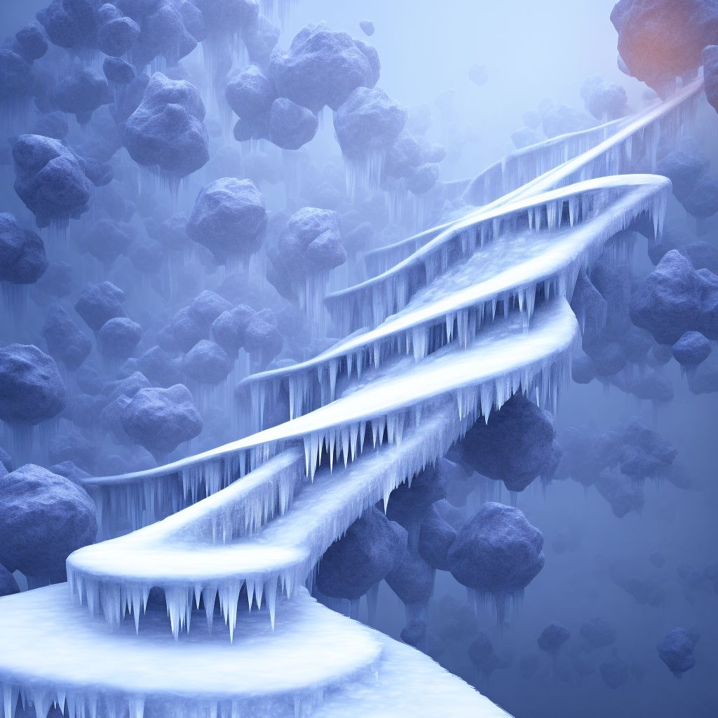 Fall from stairs and steps due to ice and snow, sequela digital illustration