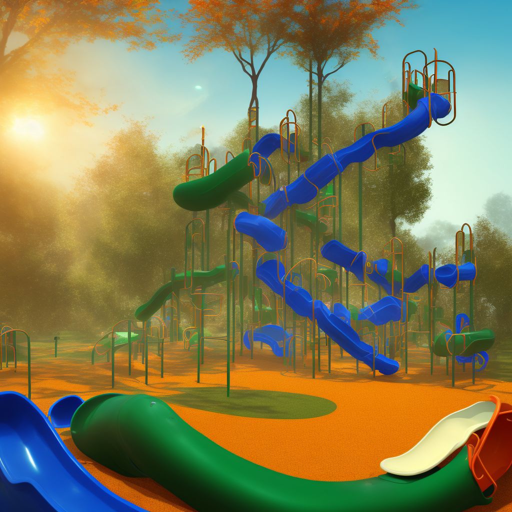 Fall on or from playground slide, subsequent encounter digital illustration