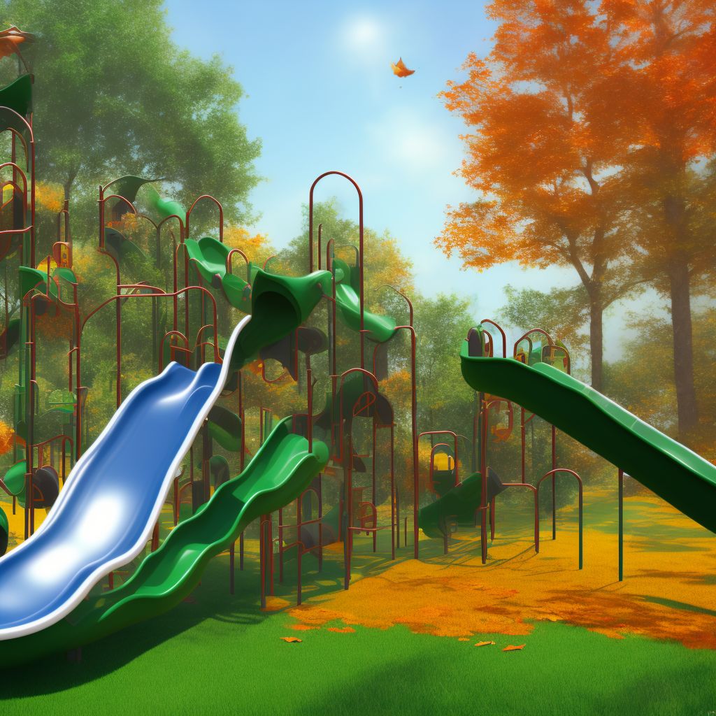 Fall on or from playground slide, sequela digital illustration