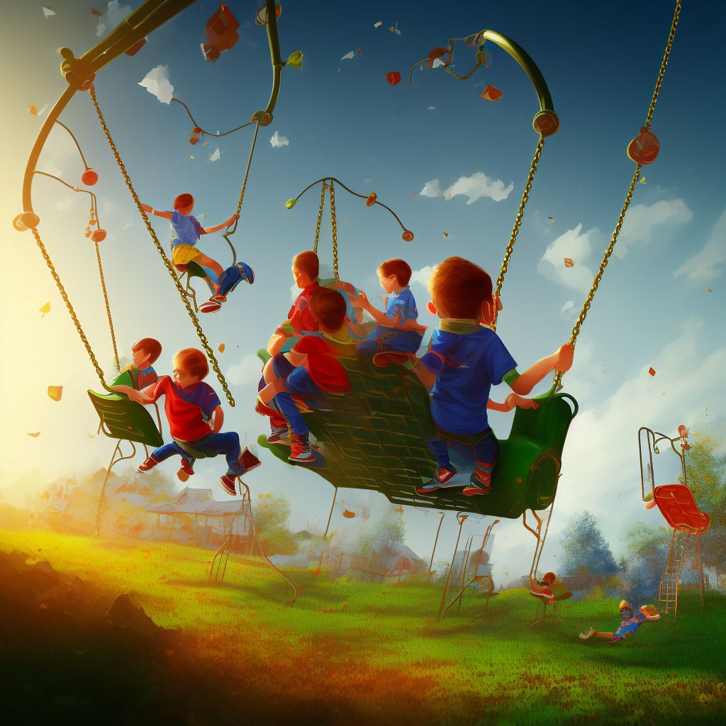 Fall from playground swing, subsequent encounter digital illustration