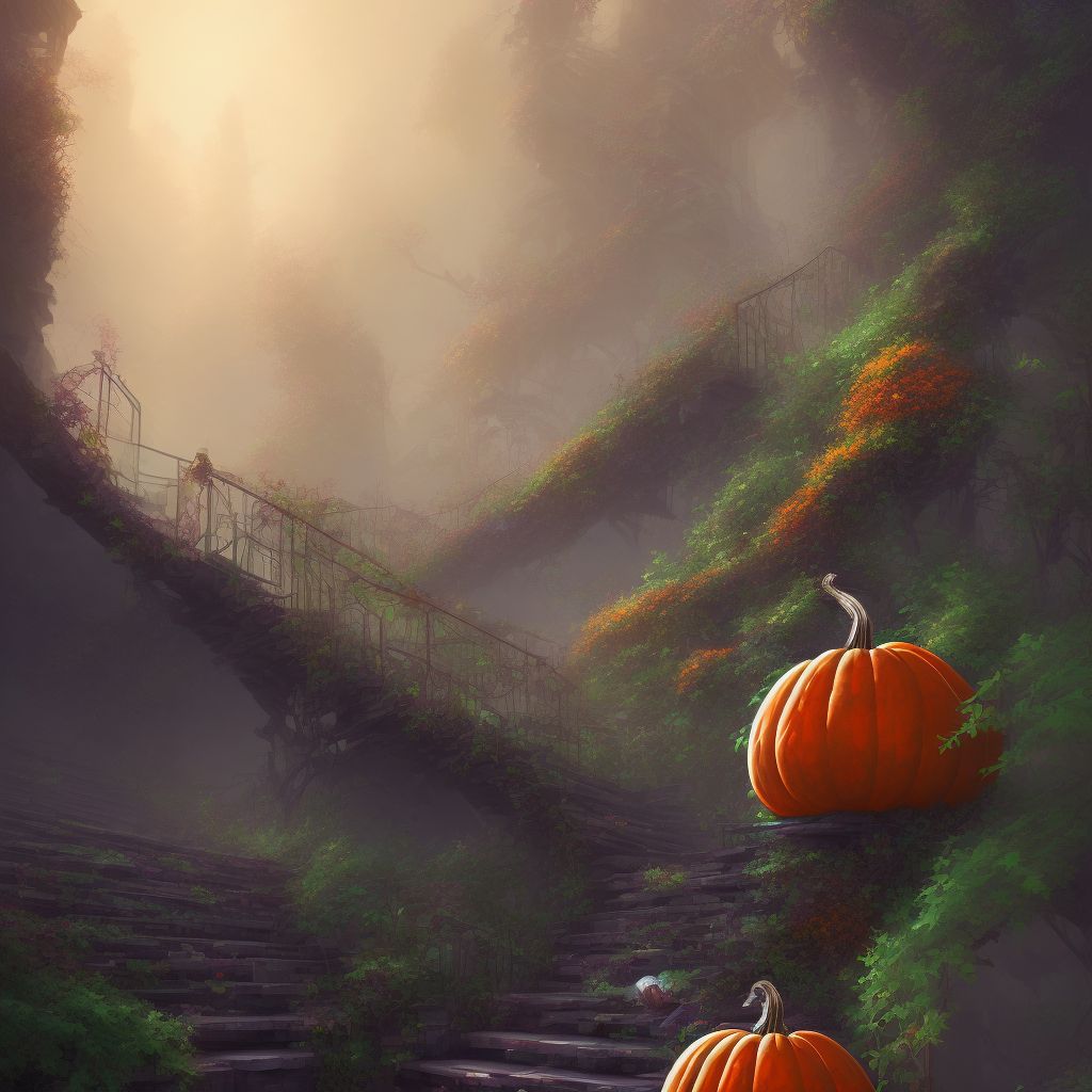 Fall (on) (from) other stairs and steps, subsequent encounter digital illustration