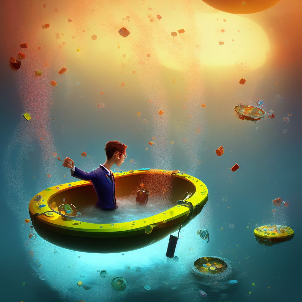 Fall in (into) filled bathtub causing drowning and submersion, subsequent encounter digital illustration