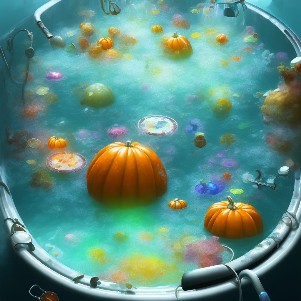 Fall in (into) filled bathtub causing drowning and submersion, sequela digital illustration