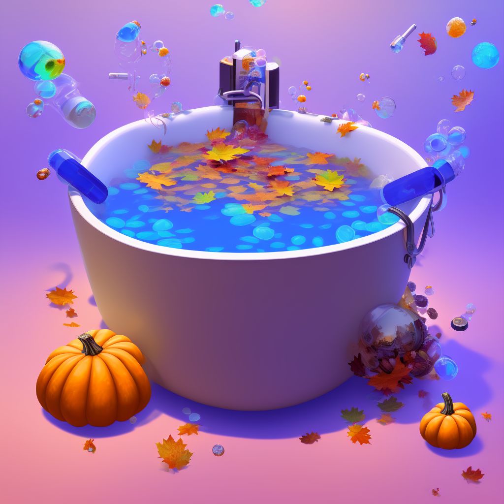 Fall in (into) filled bathtub causing other injury, sequela digital illustration