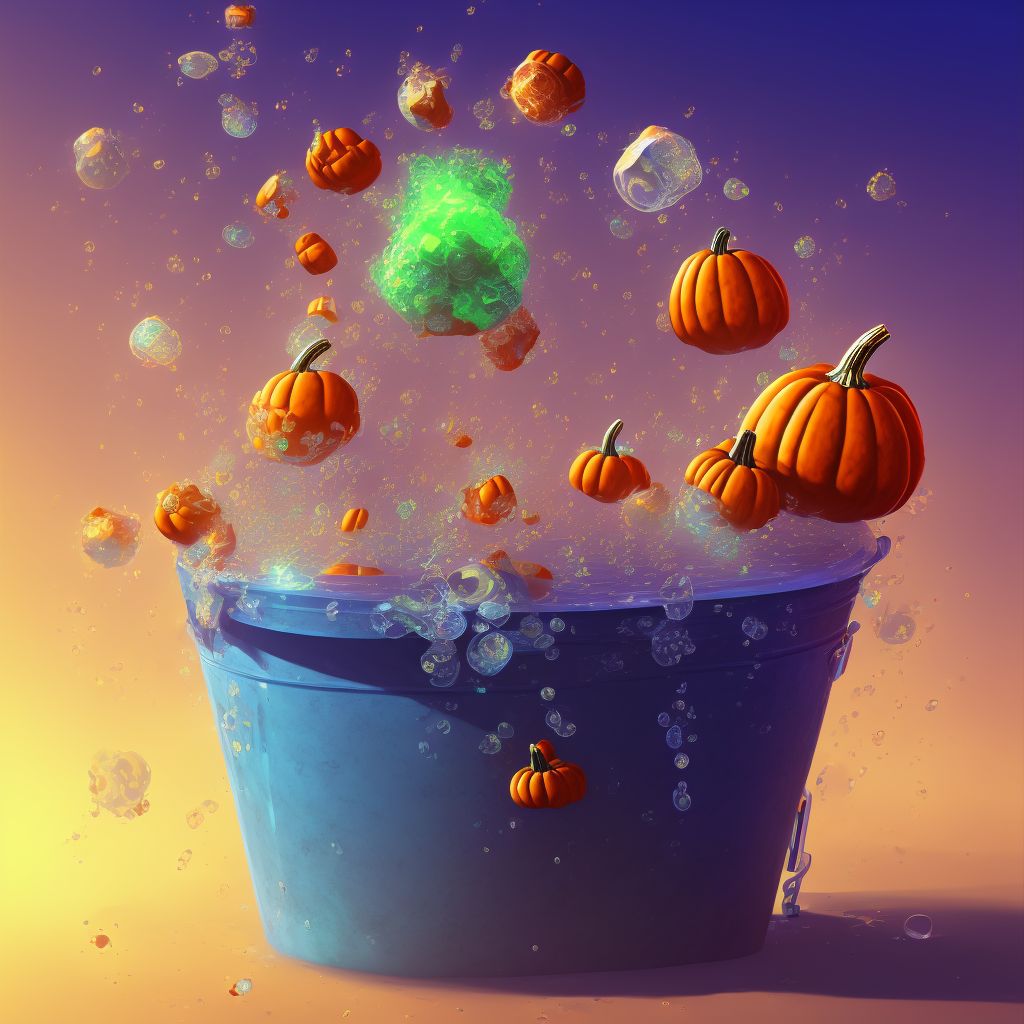 Fall in (into) bucket of water causing other injury, sequela digital illustration