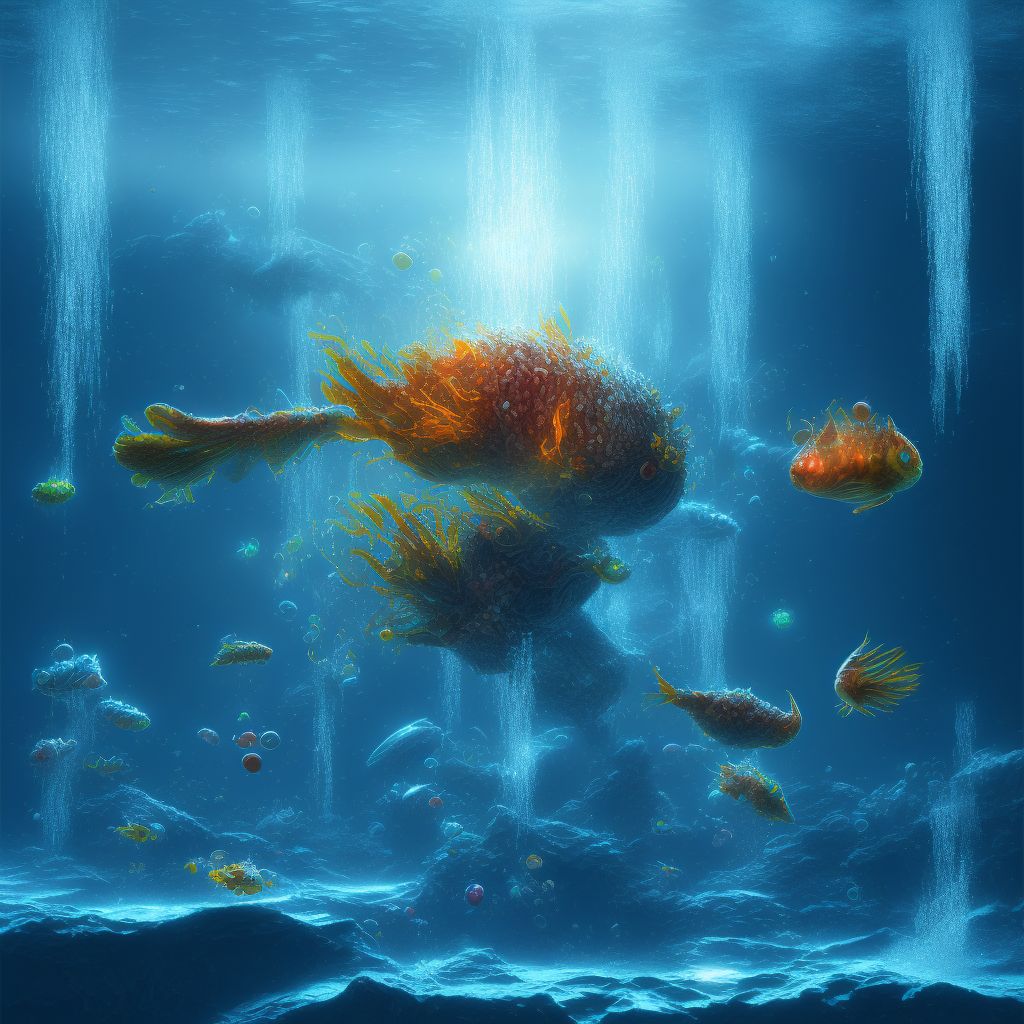 Fall into other water striking bottom causing drowning and submersion, initial encounter digital illustration