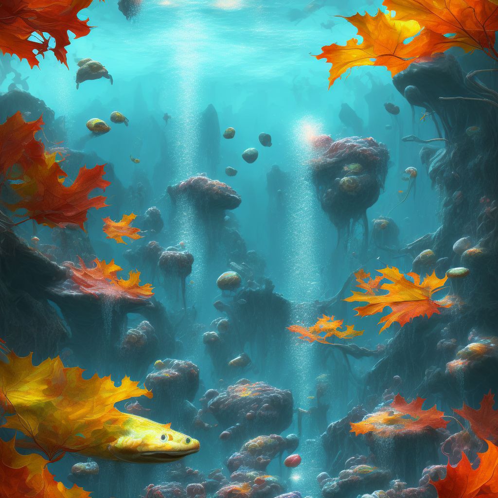 Fall into unspecified water causing drowning and submersion, subsequent encounter digital illustration