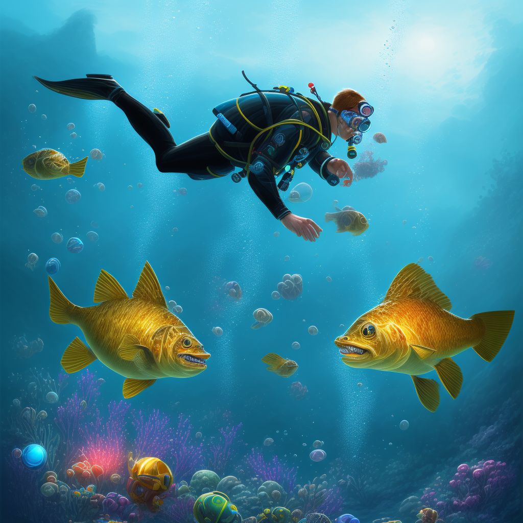 Jumping or diving into other water striking bottom causing drowning and submersion, initial encounter digital illustration