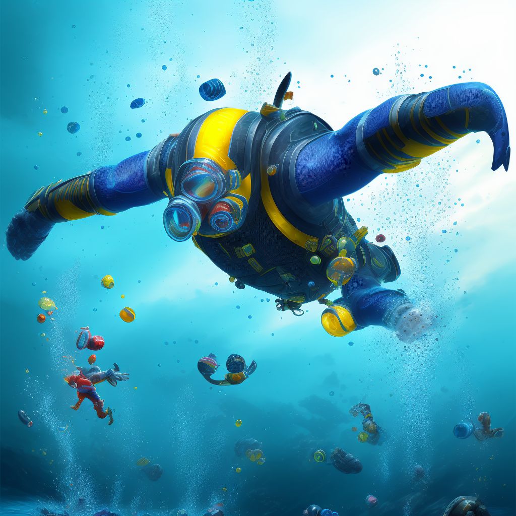 Jumping or diving into unspecified water causing other injury, initial encounter digital illustration