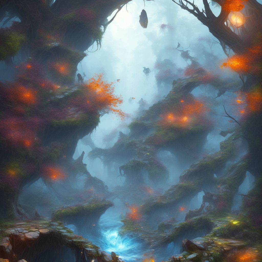 Fall into well, subsequent encounter digital illustration