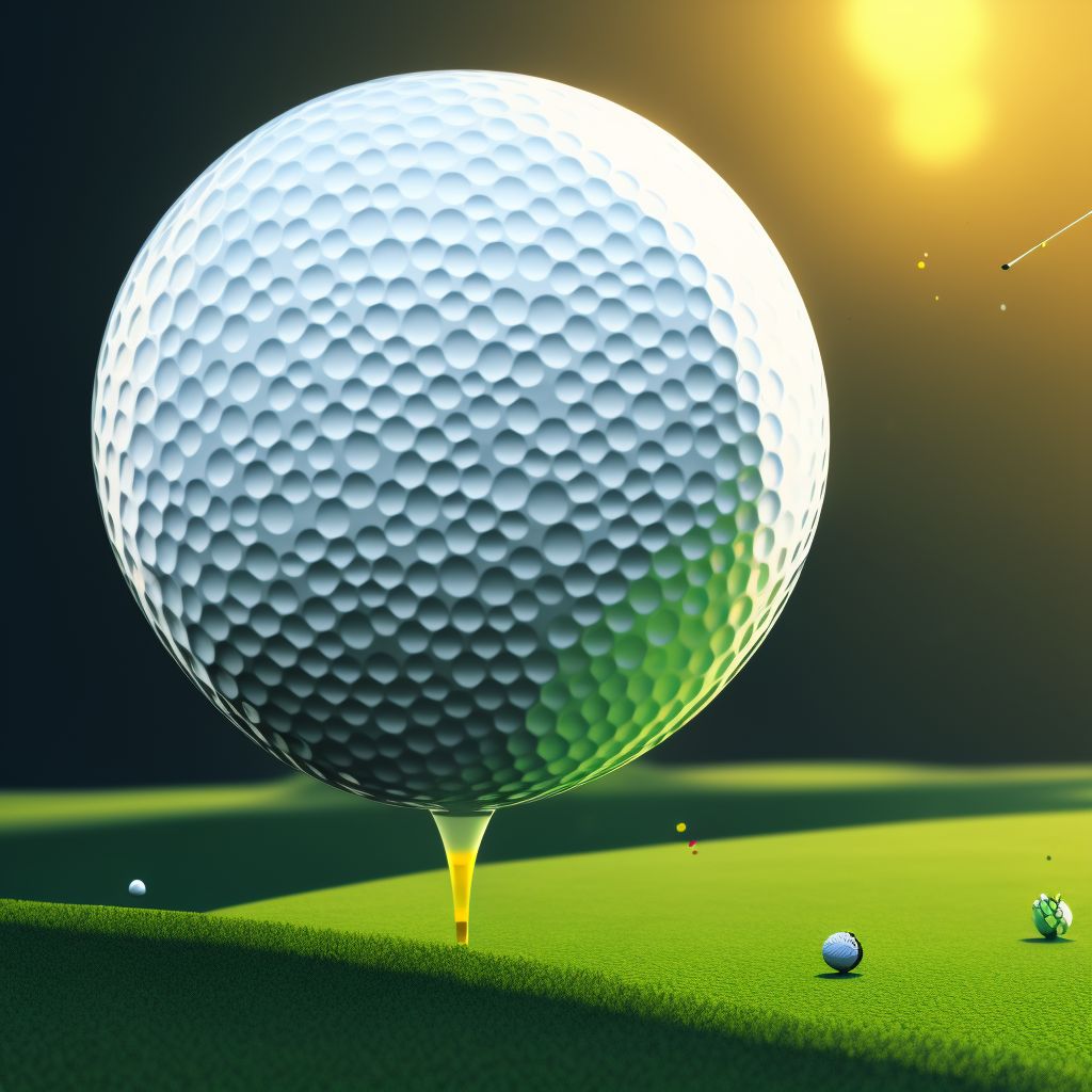 Struck by golf ball, sequela digital illustration