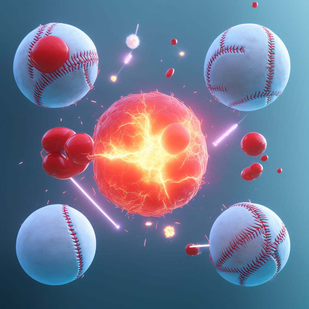 Struck by softball, initial encounter digital illustration