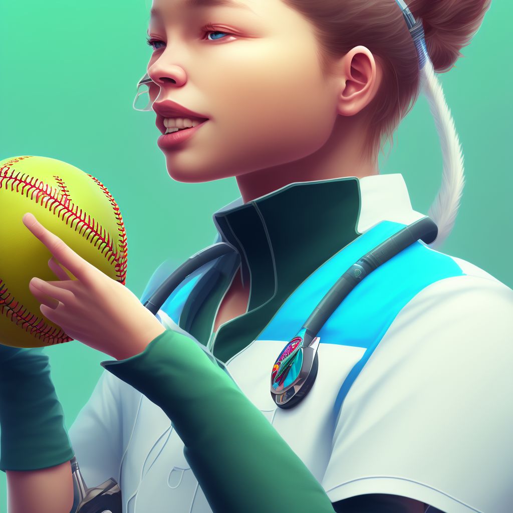 Struck by softball, sequela digital illustration