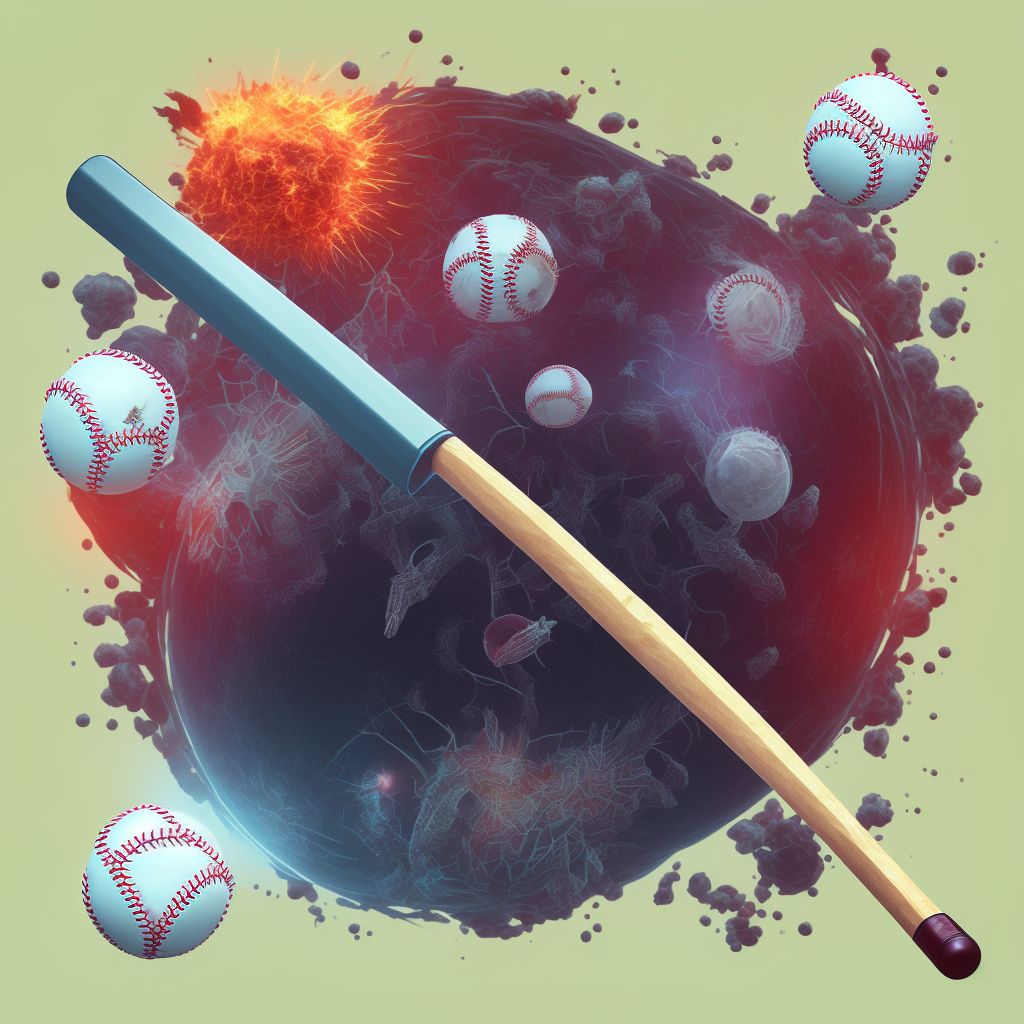 Struck by baseball bat, initial encounter digital illustration