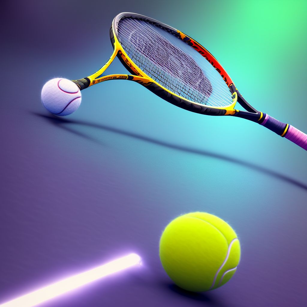 Struck by tennis racquet, initial encounter digital illustration