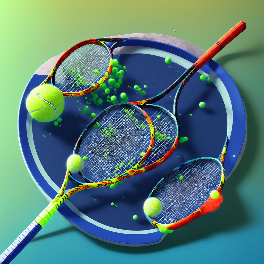 Struck by tennis racquet, subsequent encounter digital illustration