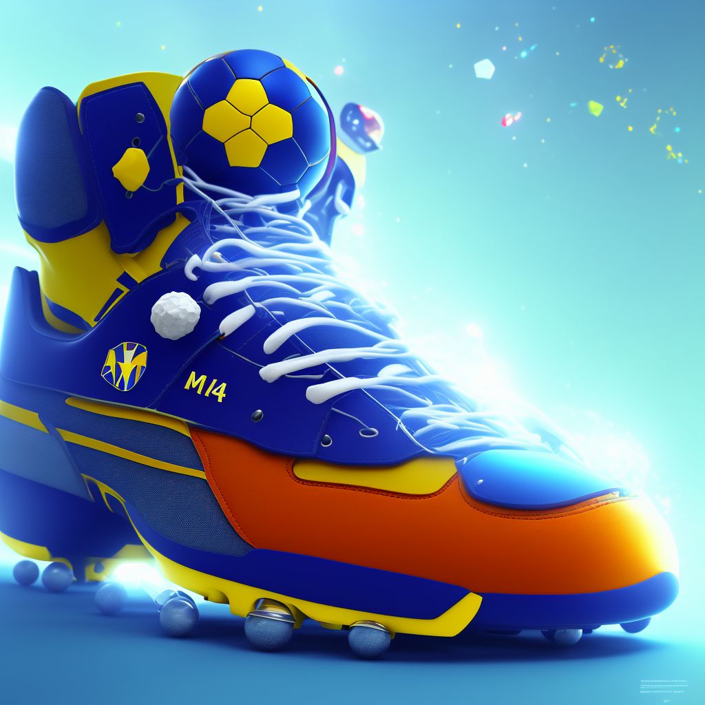 Struck by other sports foot wear, subsequent encounter digital illustration