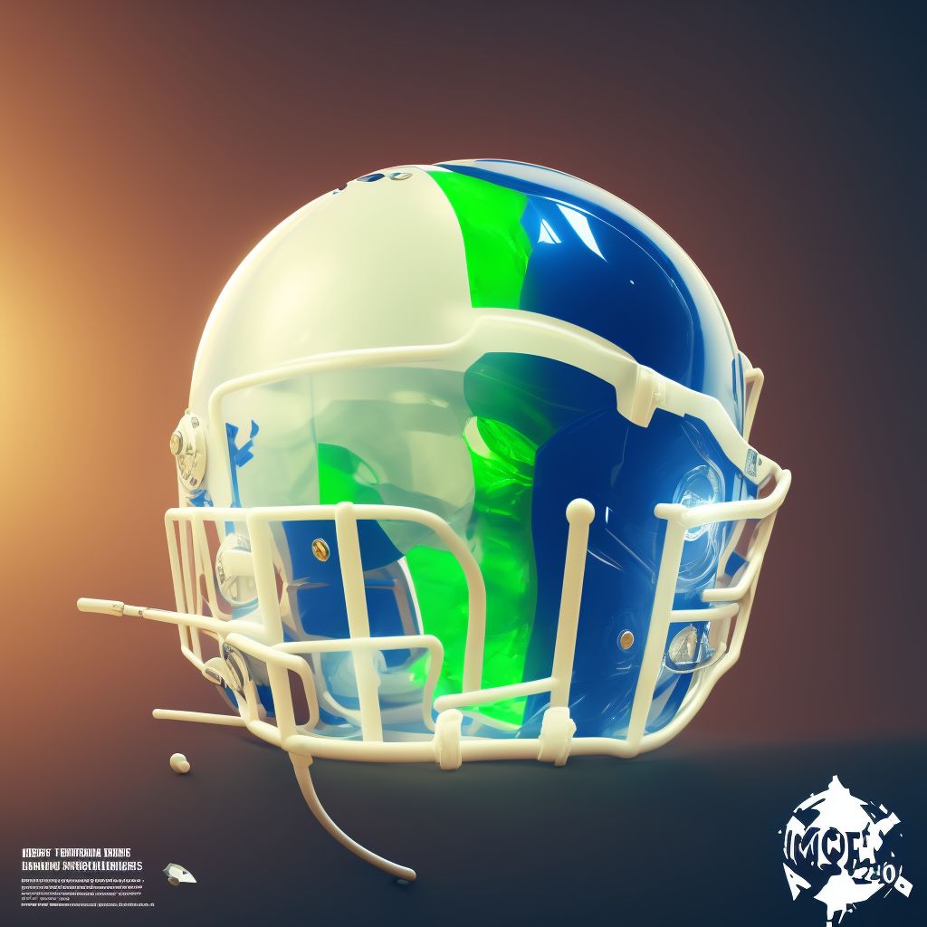 Striking against or struck by football helmet, initial encounter digital illustration