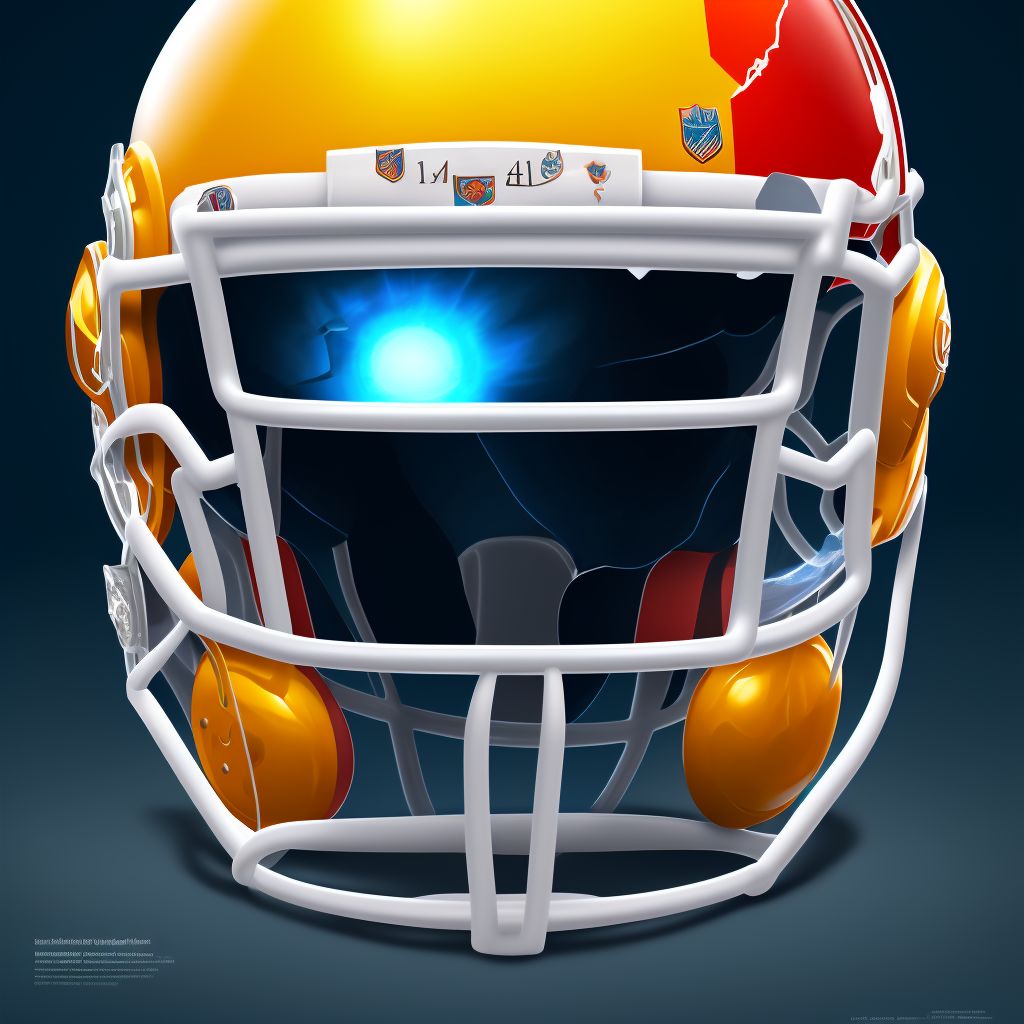 Striking against or struck by football helmet, sequela digital illustration