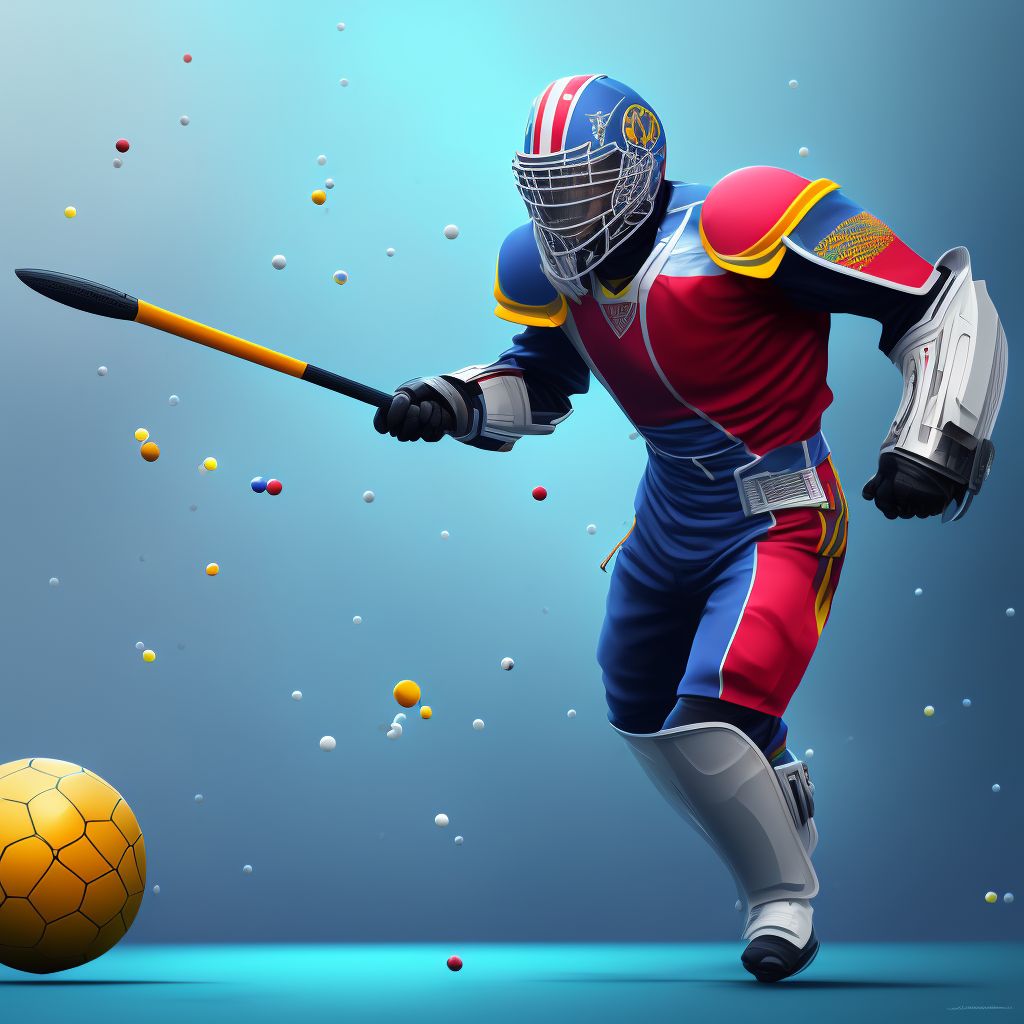 Striking against or struck by unspecified sports equipment, sequela digital illustration