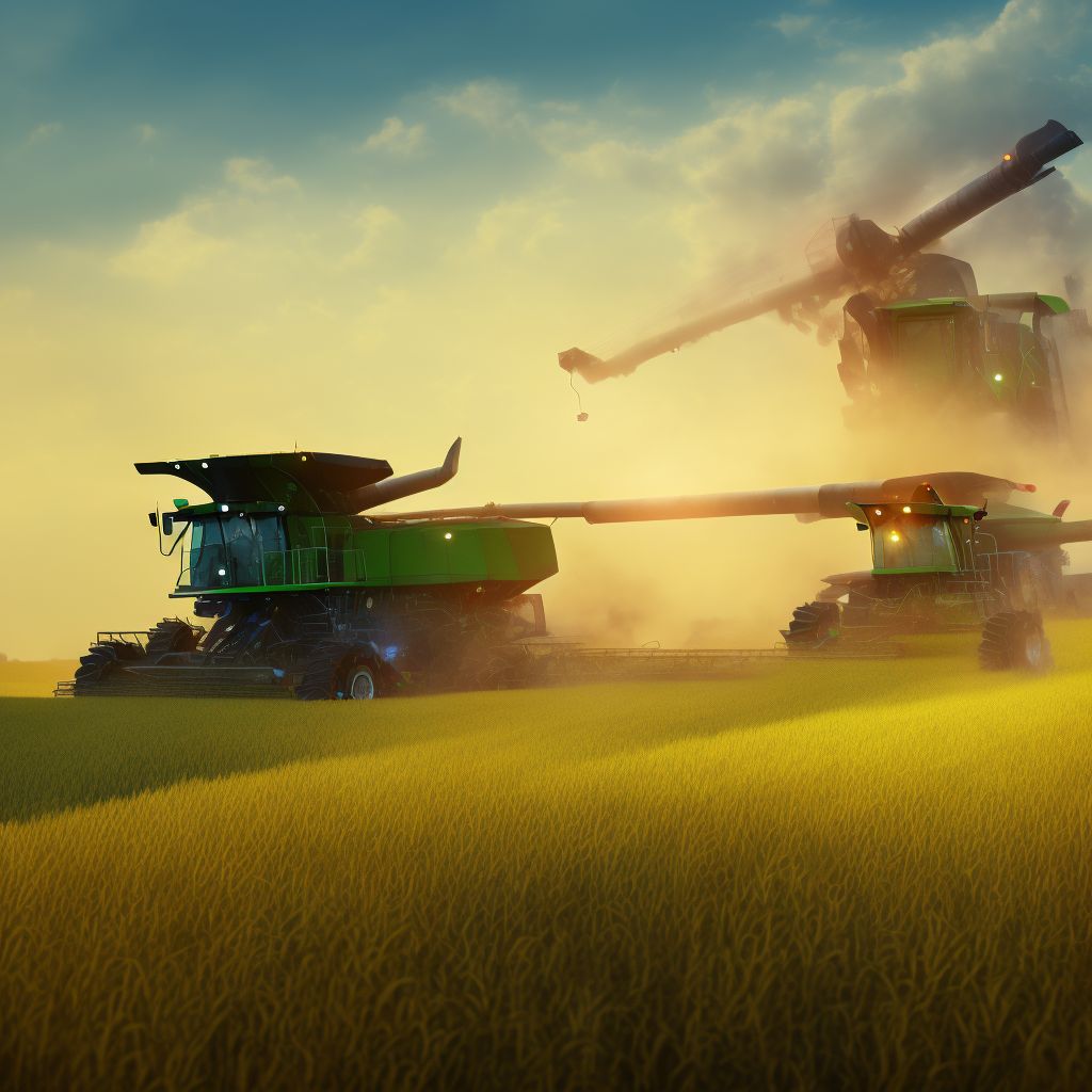 Contact with combine harvester, initial encounter digital illustration