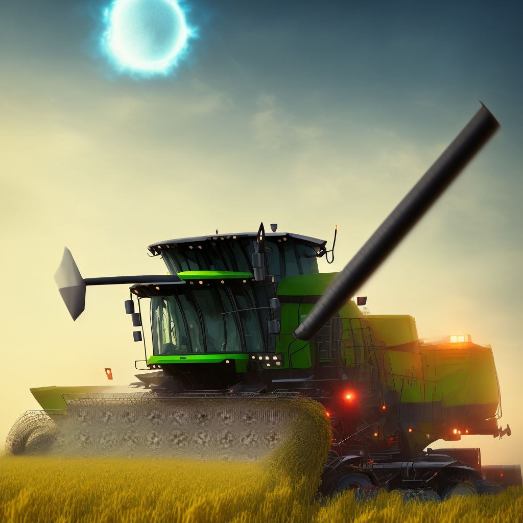 Contact with combine harvester, subsequent encounter digital illustration