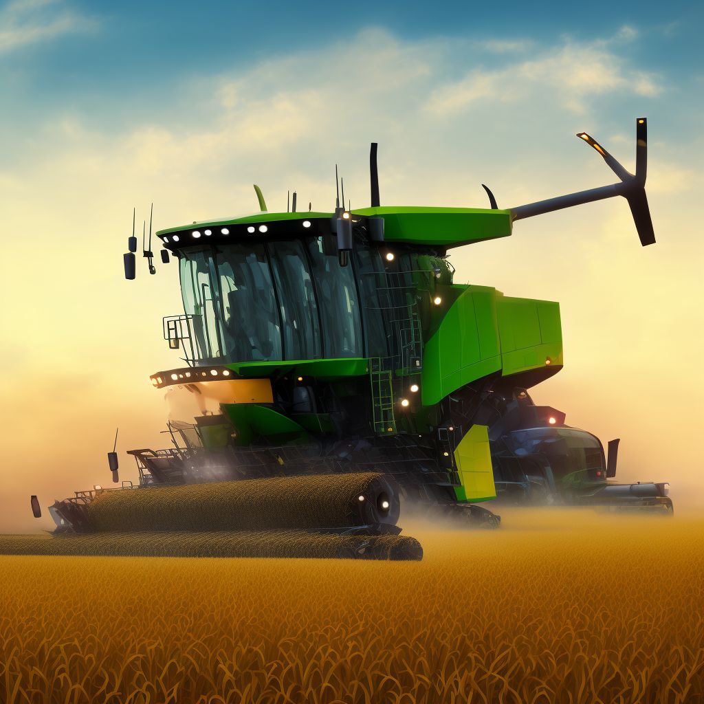 Contact with combine harvester, sequela digital illustration