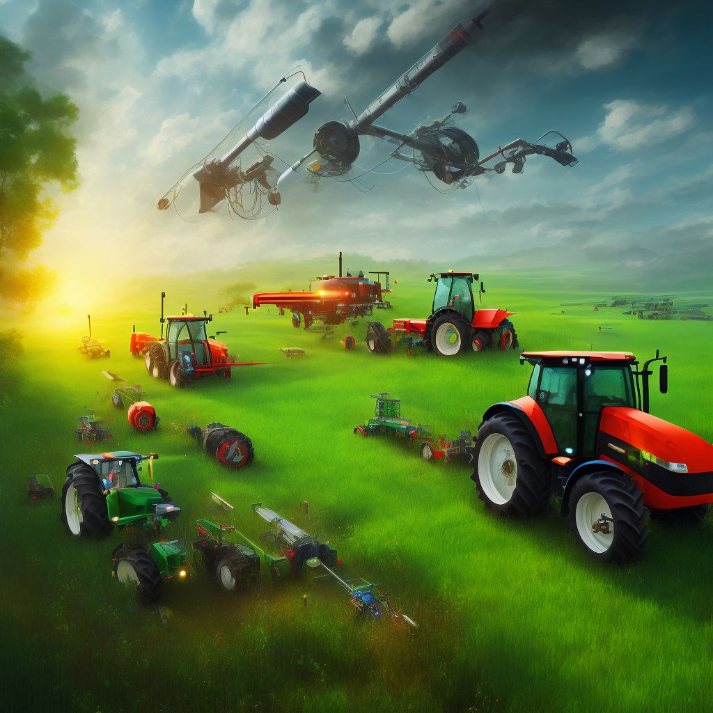 Contact with other specified agricultural machinery, initial encounter digital illustration