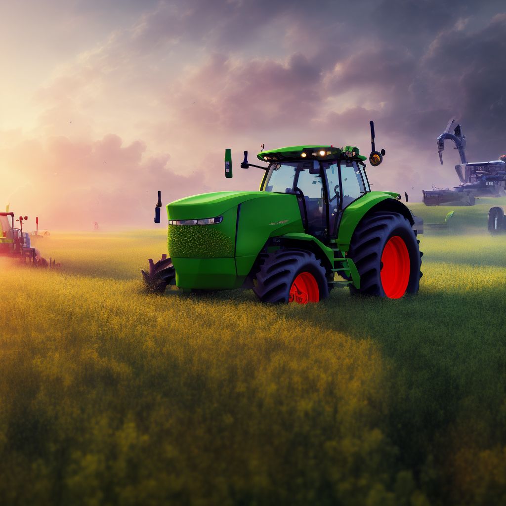 Contact with other specified agricultural machinery, subsequent encounter digital illustration