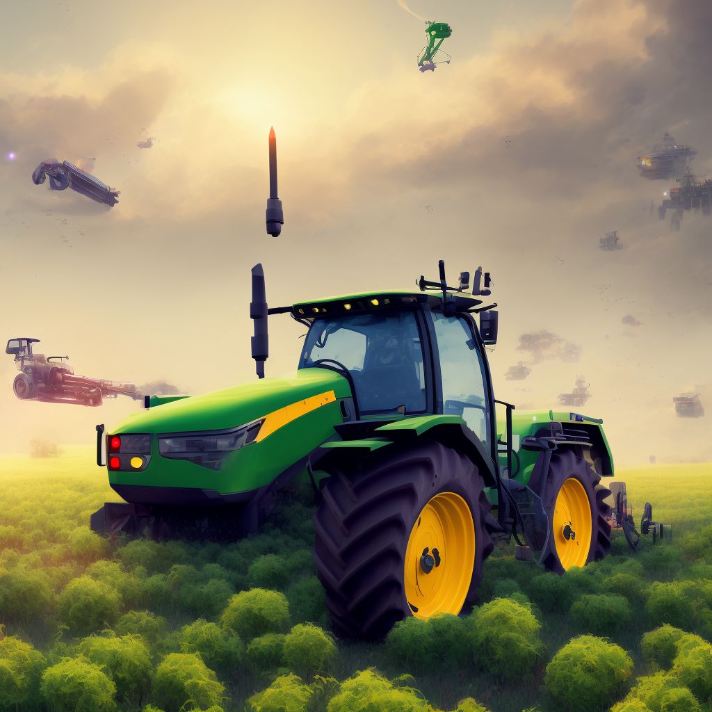 Contact with unspecified agricultural machinery, initial encounter digital illustration