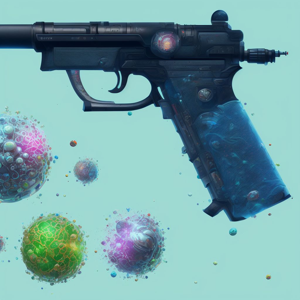 Accidental malfunction of airgun, sequela digital illustration