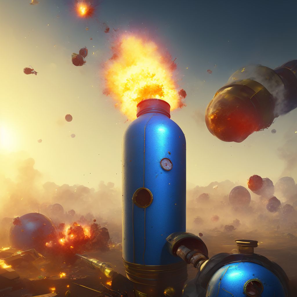 Explosion and rupture of other gas cylinder, initial encounter digital illustration