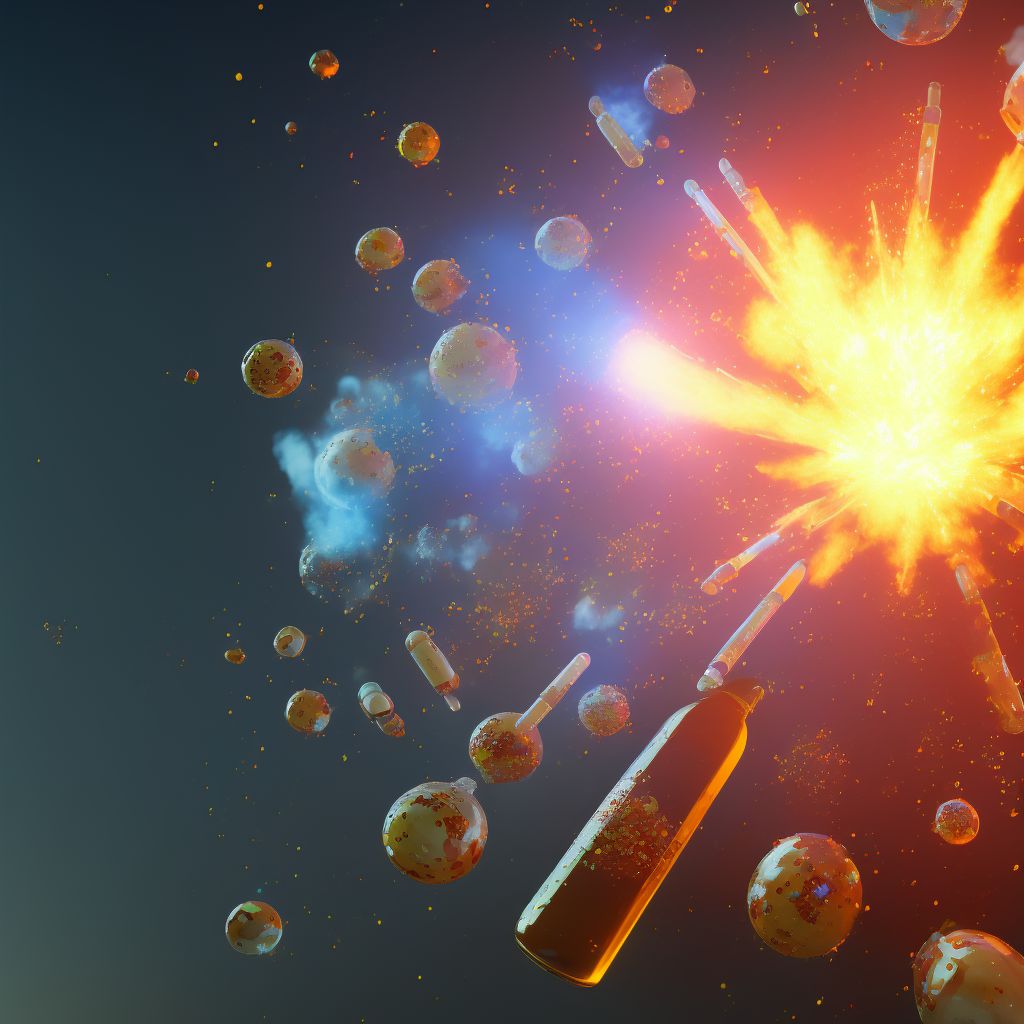 Explosion and rupture of other gas cylinder, sequela digital illustration