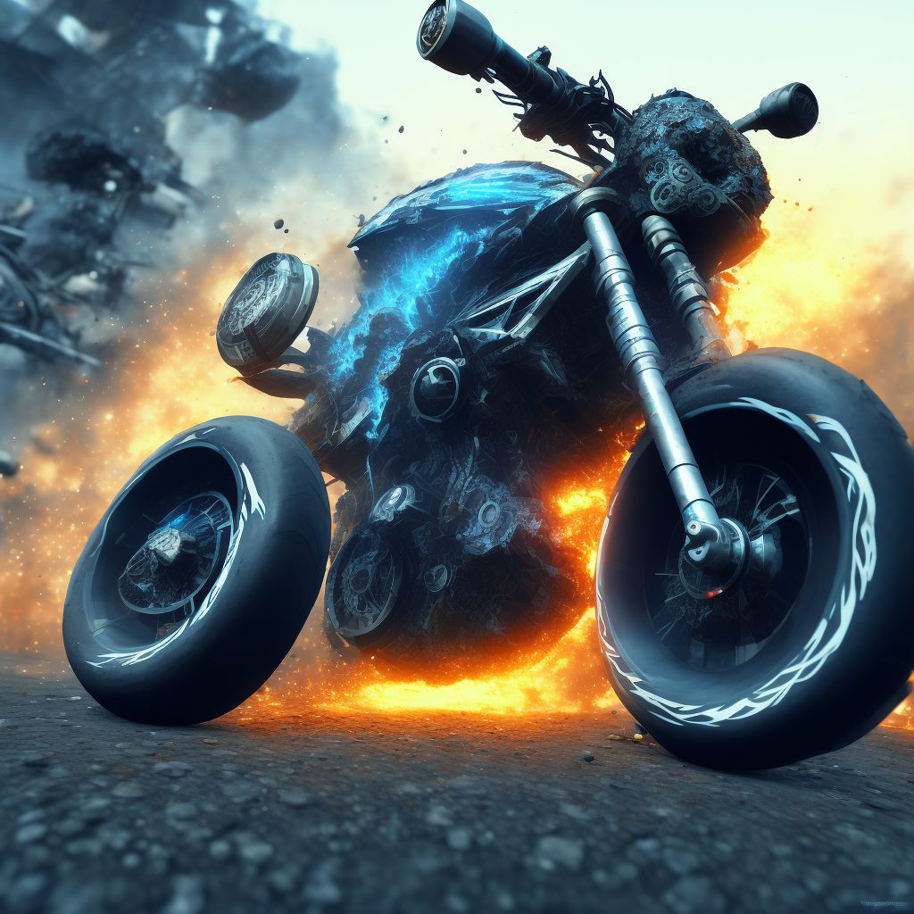 Explosion of bicycle tire, sequela digital illustration