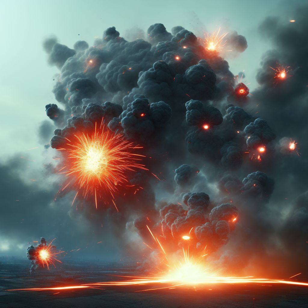 Explosion of explosive gases, initial encounter digital illustration