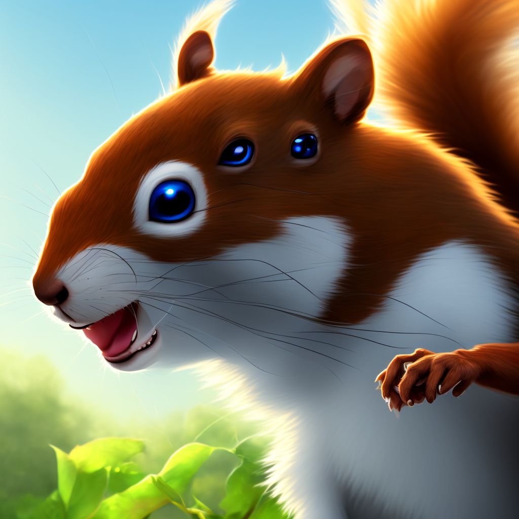 Other contact with squirrel, initial encounter digital illustration