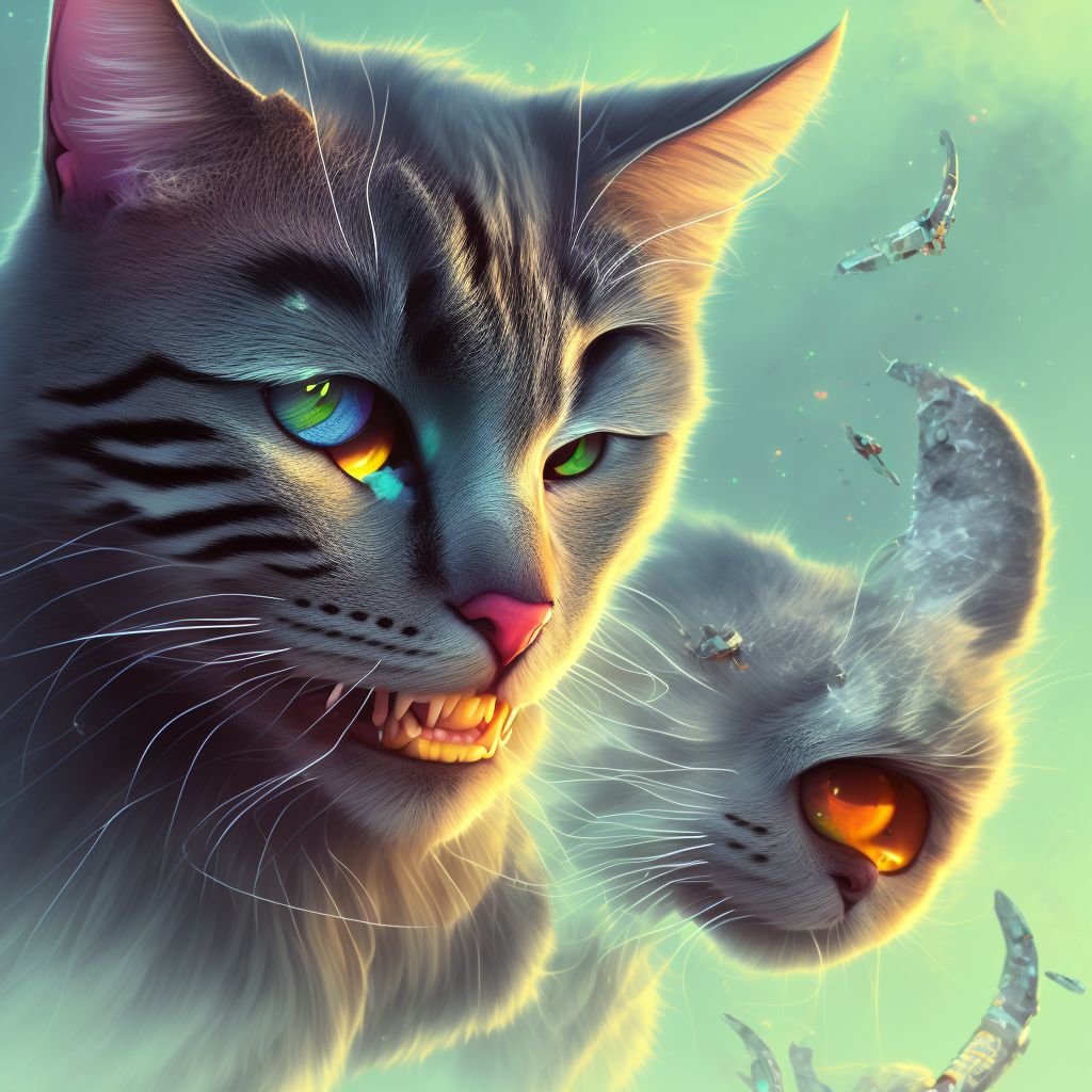 Bitten by cat, subsequent encounter digital illustration