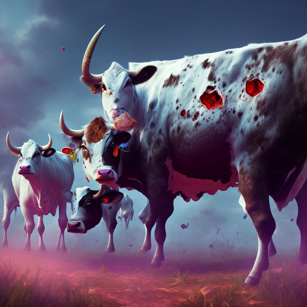 Struck by cow, subsequent encounter digital illustration