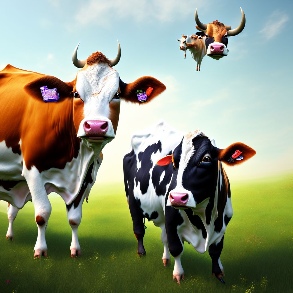 Other contact with cow, initial encounter digital illustration