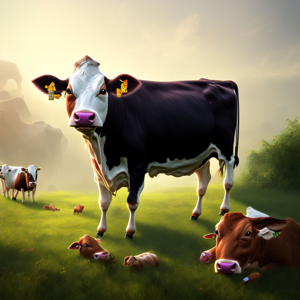 Other contact with cow, subsequent encounter digital illustration