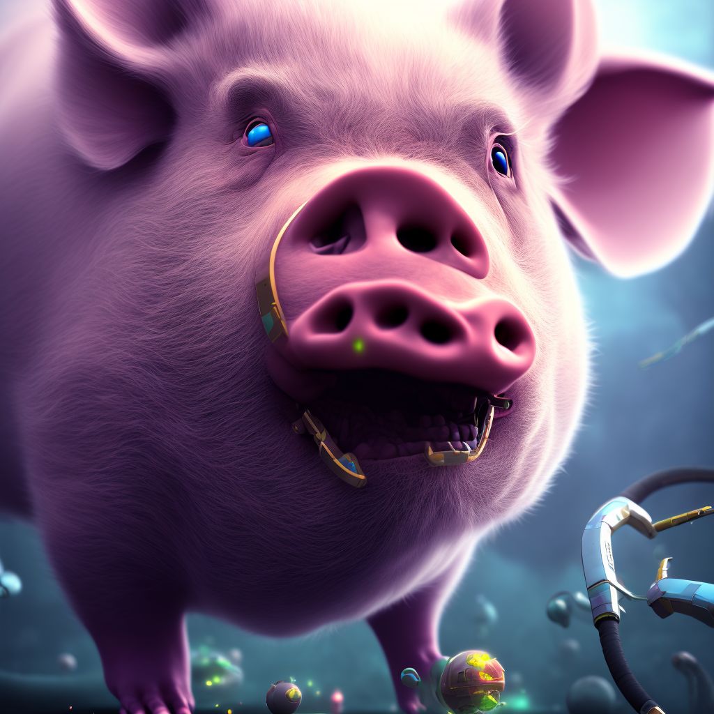 Bitten by pig, initial encounter digital illustration