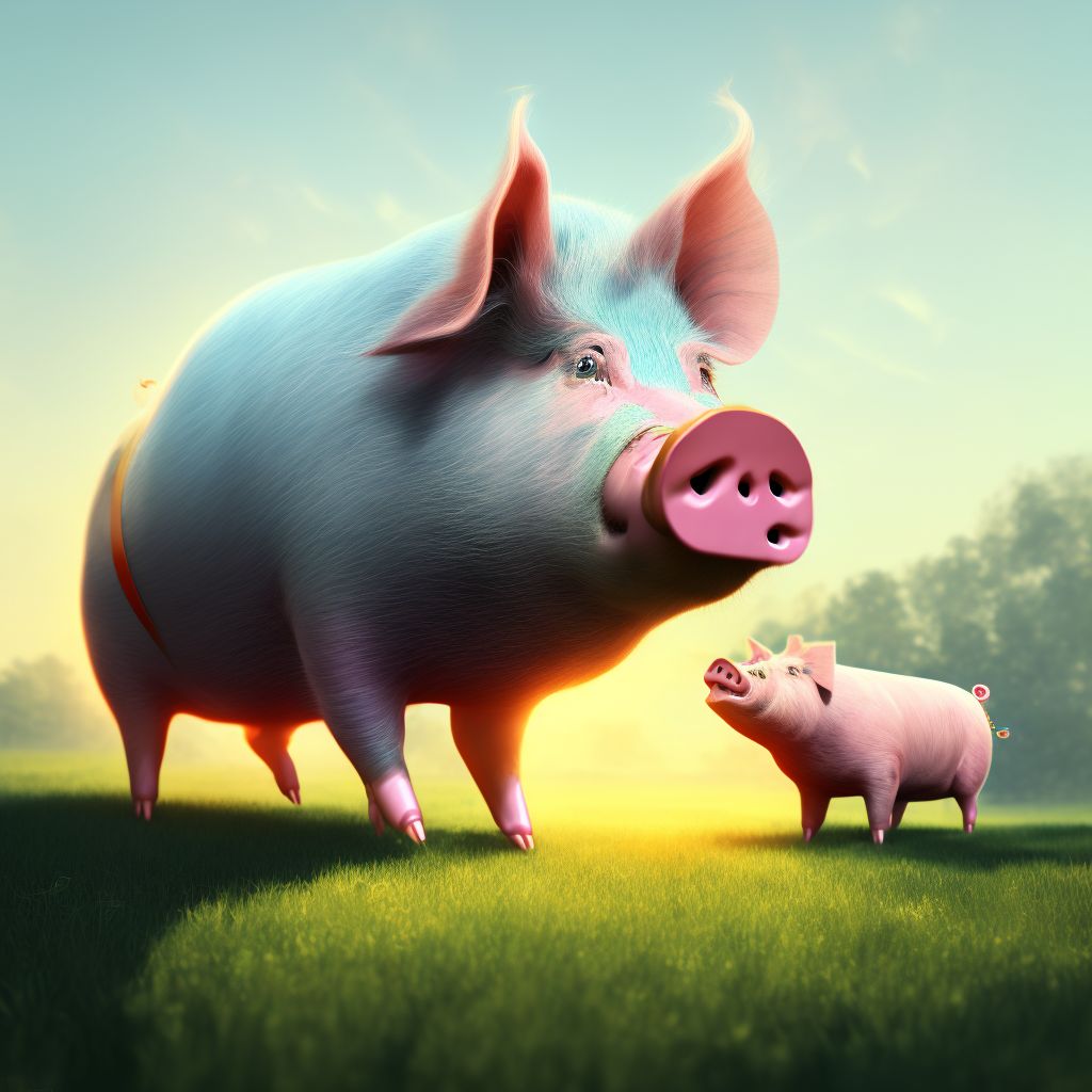 Struck by pig, subsequent encounter digital illustration