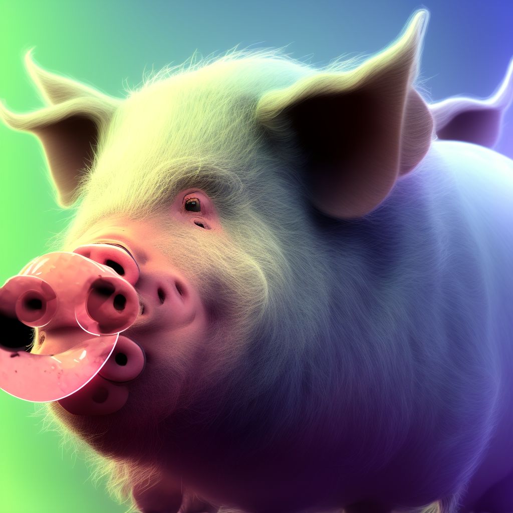 Other contact with pig, subsequent encounter digital illustration