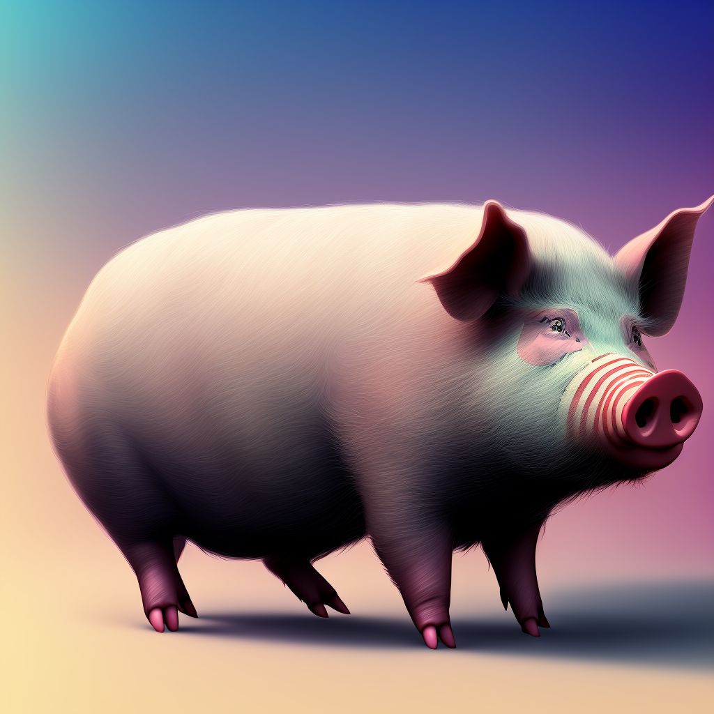 Other contact with pig, sequela digital illustration